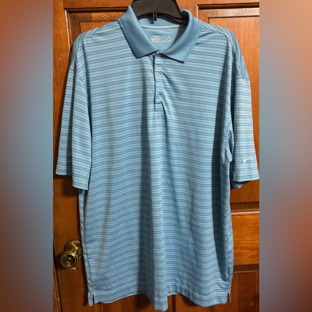NIKE GOLF Men's Blue Striped Polo Shirt Size Large EUC